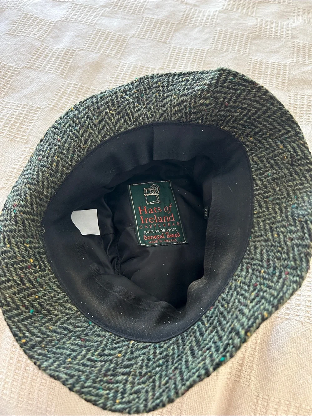 Hats of Ireland Castlebar Green Herringbone Wool Bucket Hat small